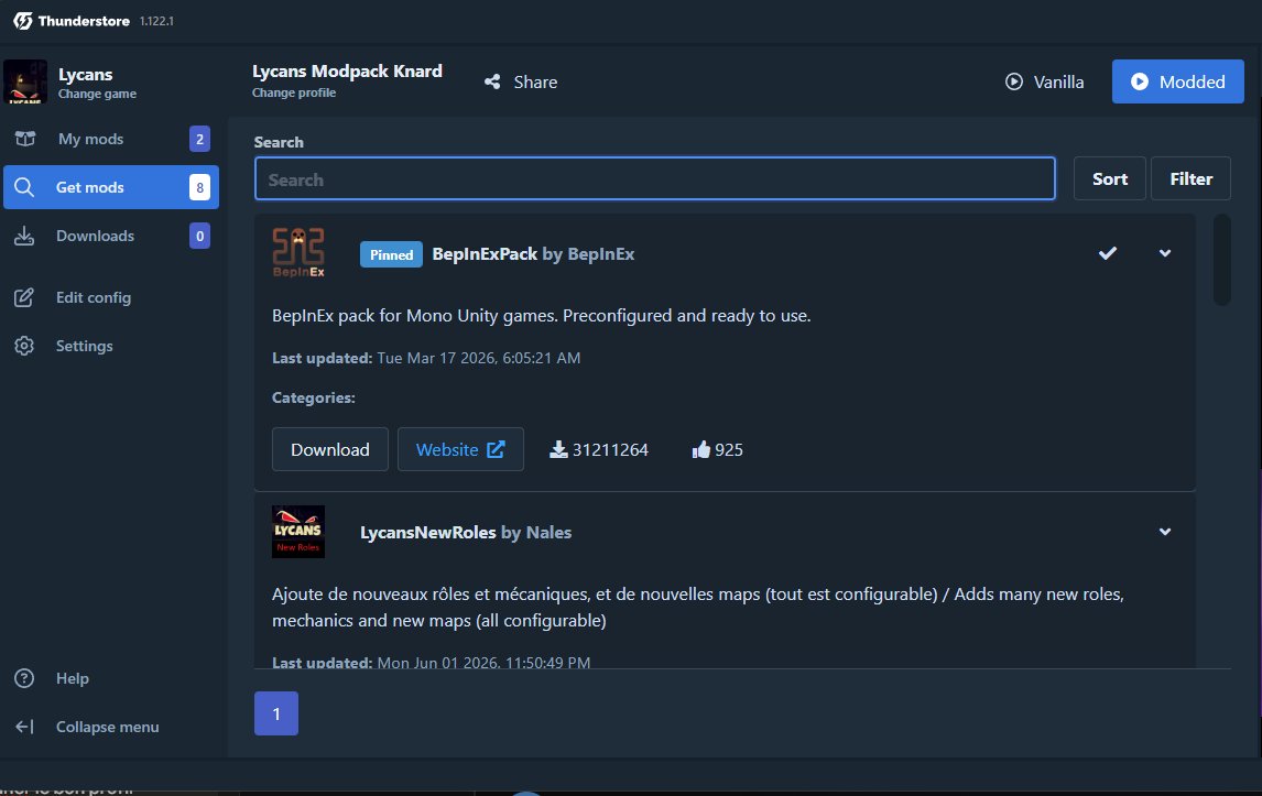 Catalogue des mods dans Thunderstore